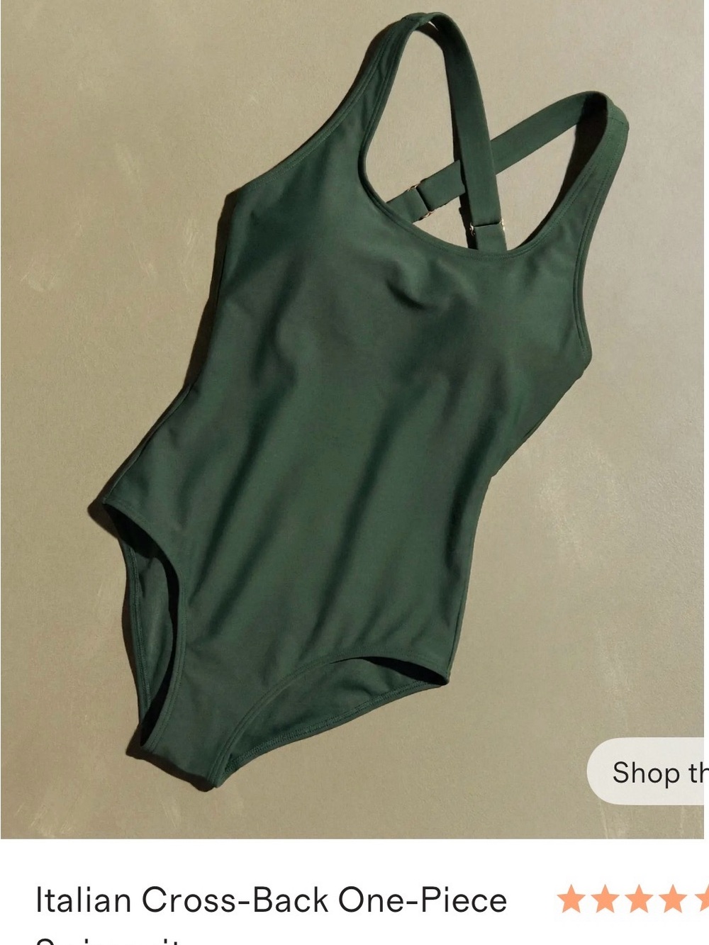 Quince NWT Size Small Olive Green Women’s Italian Cross-Back One-Piece Swimsuit